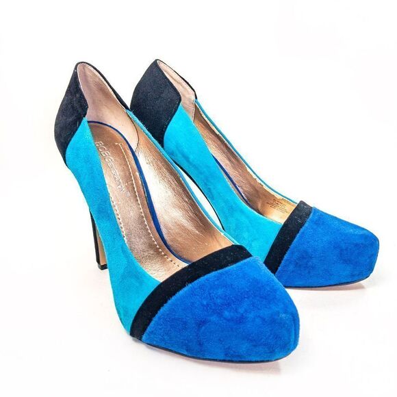 BCBGeneration Blue Colorblock Suede Perries Pumps Heels Sz 7.5B - Picture 4 of 12